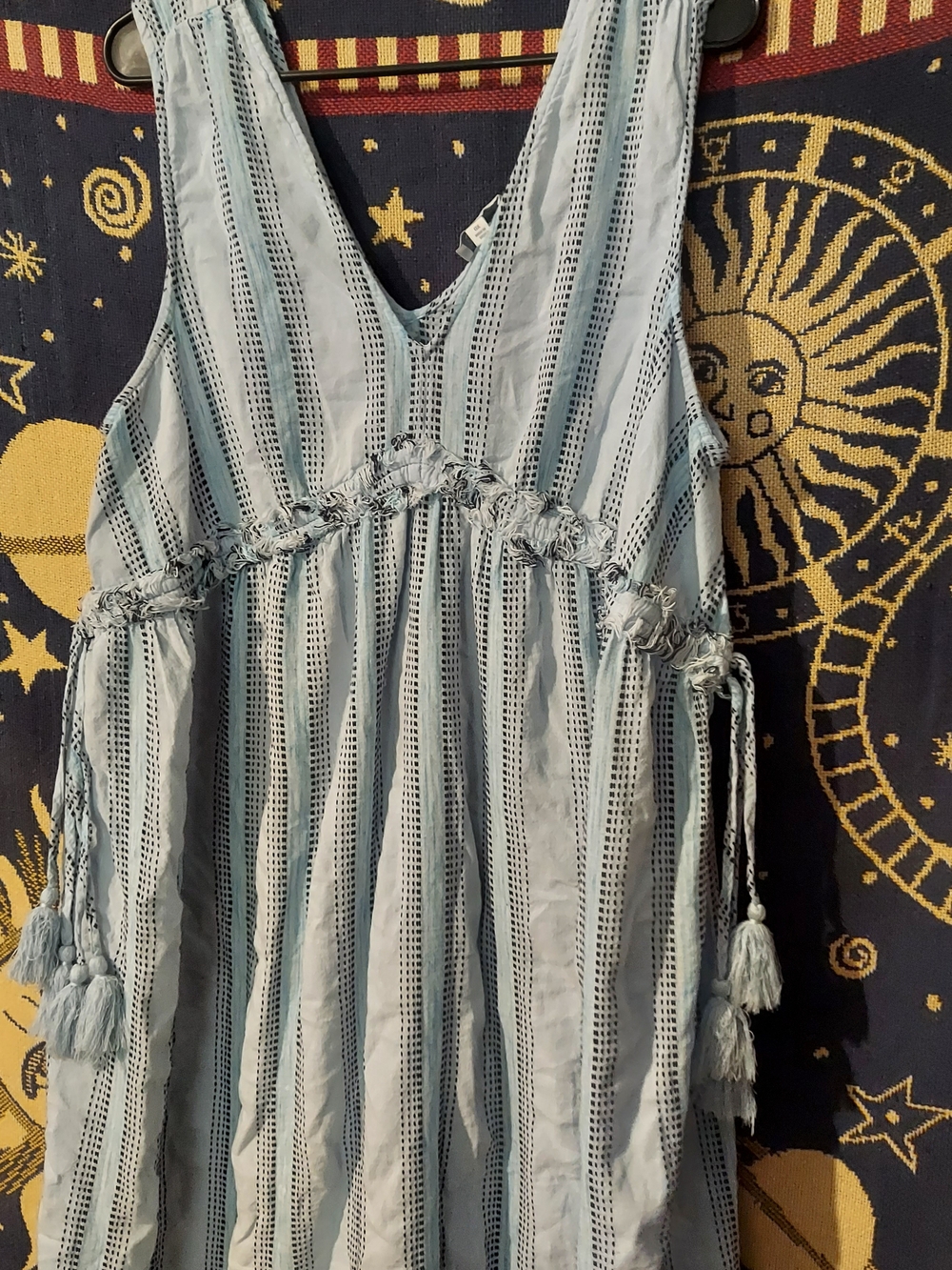 Light Blue Striped Sleeveless Summer Dress